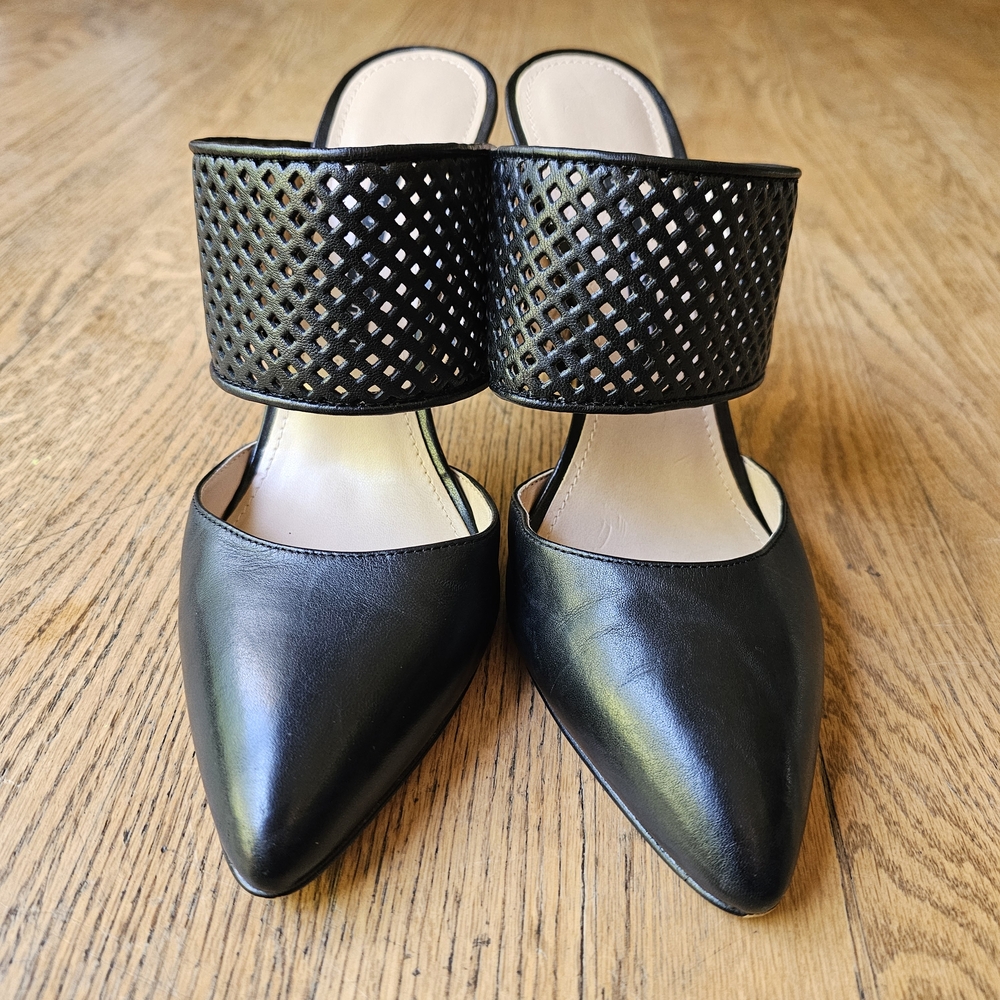 French Connection Black Perforated Mules Size 9.5